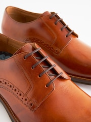 Tan Brown Standard Fit Leather Contrast Sole Derby Shoes - Image 8 of 9