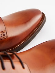 Tan Brown Standard Fit Leather Contrast Sole Derby Shoes - Image 9 of 9