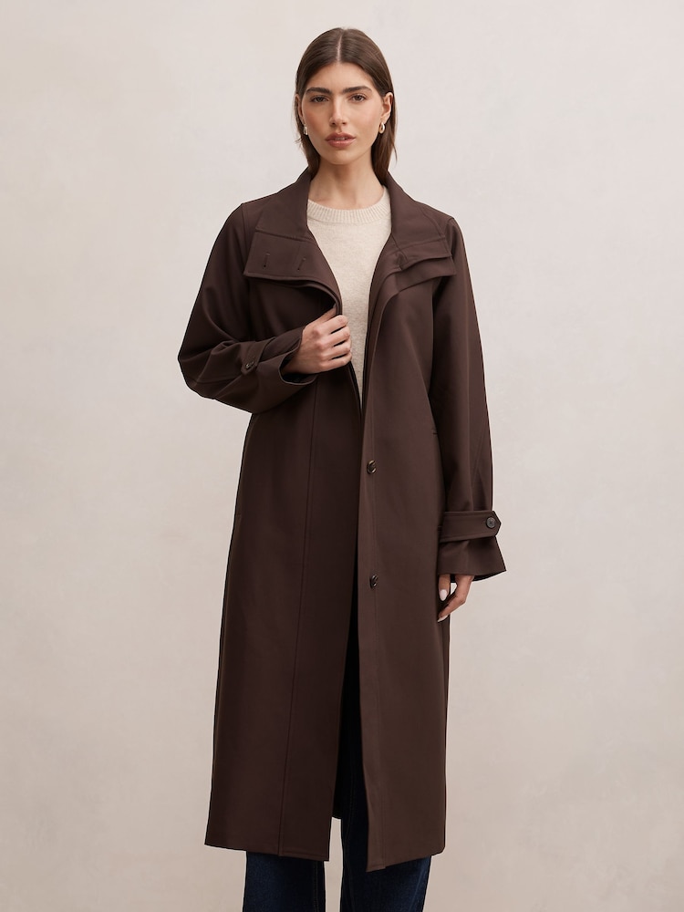 Forever New Brown Florence Funnel Neck Trench Coat - Image 1 of 5 Forever New Brown Florence Funnel Neck Trench Coat - Image 1 of 5