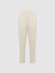 Reiss Cream Theo Taper Tapered Fit Side Stripe Trousers - Image 2 of 5