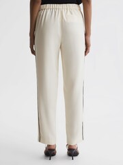 Reiss Cream Theo Taper Tapered Fit Side Stripe Trousers - Image 5 of 5