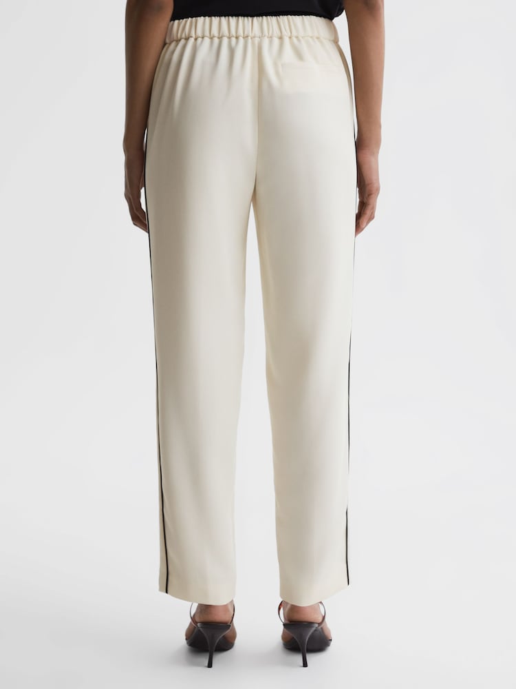 Reiss Cream Theo Taper Tapered Fit Side Stripe Trousers - Image 5 of 5