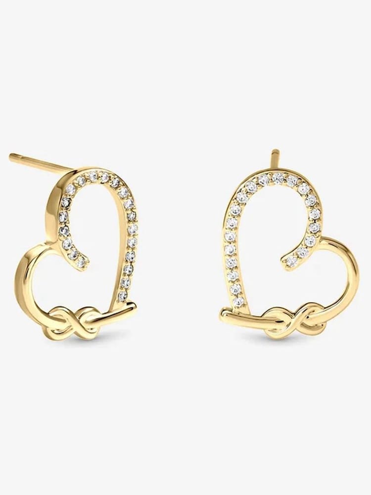 Inicio Pave Open Heart Studs Earrings - Attēls 2 no 2