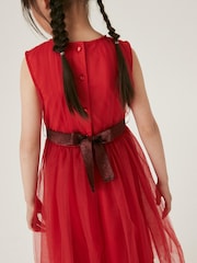 Red Mesh Tie Back Party Dress (3-16yrs) - Image 4 of 6
