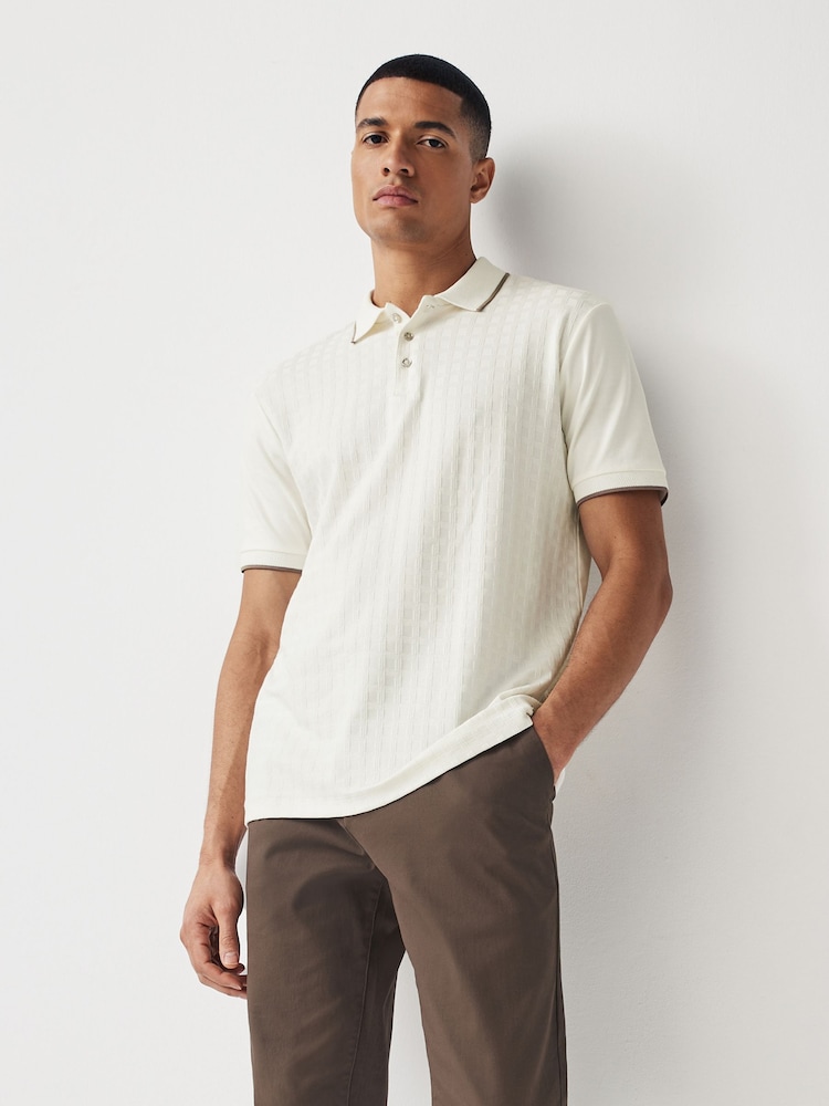 Ecru Textured Polo Shirt - Image 1 of 7