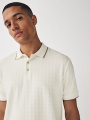 Ecru Textured Polo Shirt - Image 4 of 7