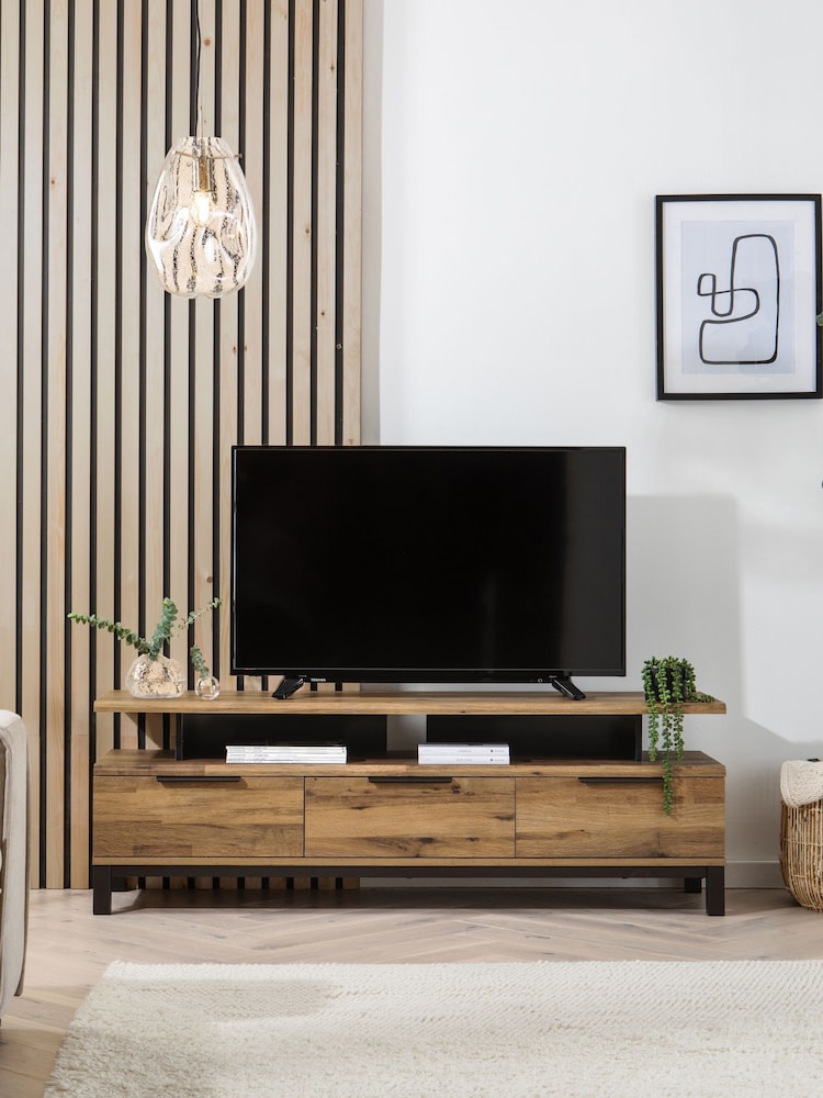 Dark Bronx Up to 65 inch, Floating Top Oak Effect Slim TV Unit - Image 1 of 11