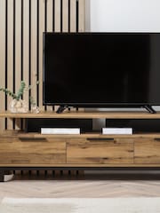 Dark Bronx Up to 65 inch, Floating Top Oak Effect Slim TV Unit - Image 4 of 11
