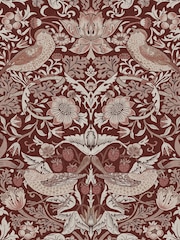 William Morris At Home Damson Strawberry Thief 10M Wallpaper - Image 2 of 5