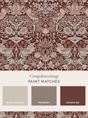 William Morris At Home Damson Strawberry Thief 10M Wallpaper - Image 4 of 5
