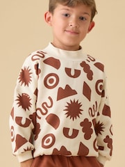 Braun - KIDLY by Mori – weiches Sweatshirt mit durchgehendem Print - Bild 1 von 3