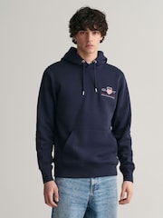 GANT Evening Blue Archive Shield Logo Hoodie - Image 1 of 5