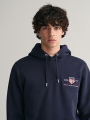 GANT Evening Blue Archive Shield Logo Hoodie - Image 4 of 5