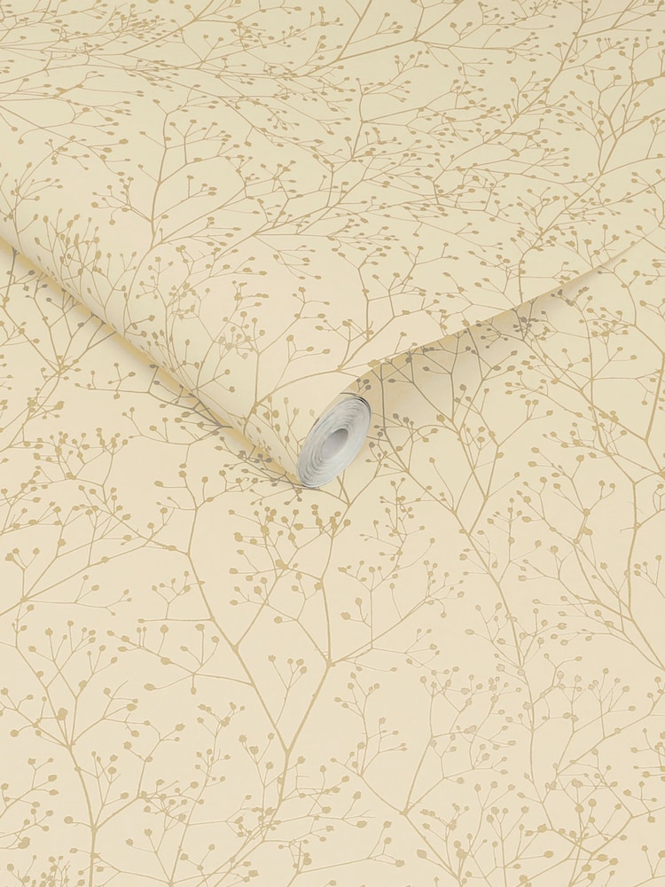 Clarissa Hulse Vanilla  Pewter Gypsophila 10M Wallpaper - Image 3 of 3