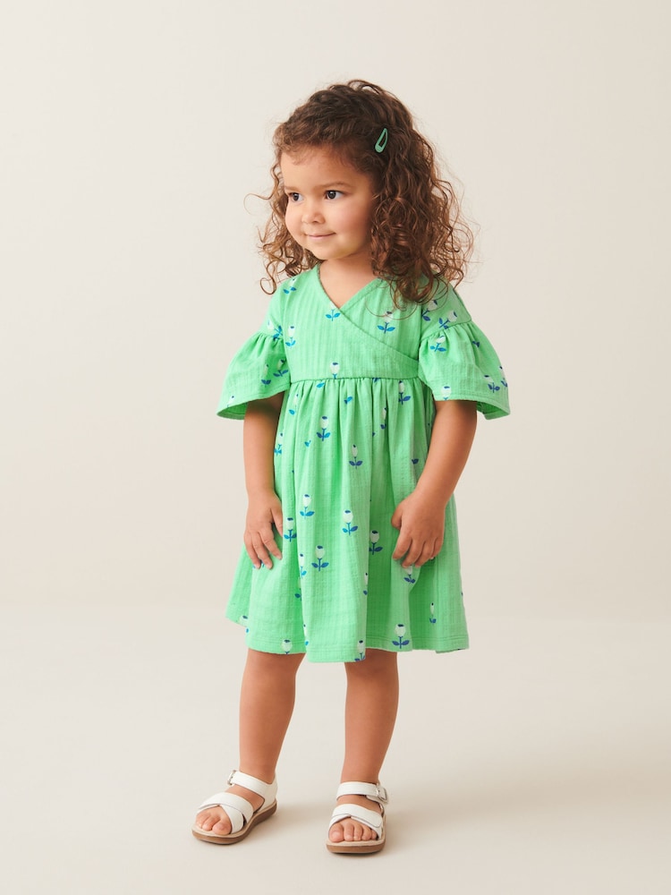 Bright Green Wrap Jersey Dress (3mths-7yrs) - Image 1 of 7