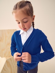 Blue Cotton Rich Bow Pocket School Cardigan (3-16yrs) - Image 1 of 11