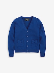 Blue Cotton Rich Bow Pocket School Cardigan (3-16yrs) - Image 5 of 11
