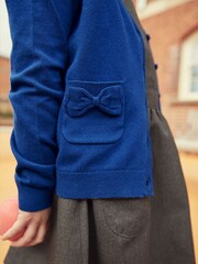 Blue Cotton Rich Bow Pocket School Cardigan (3-16yrs) - Image 8 of 11