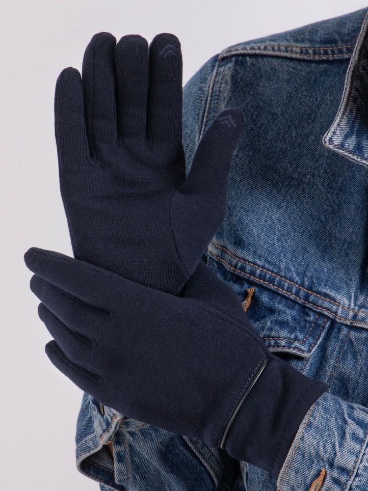 Azul - Guantes de invierno térmicos con diseño para pantalla táctil y detalle de ribete para mujer Isotoner de Totes - Imagen 1 de 2