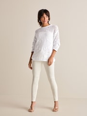 Ecru White Open Stitch Relaxed Fit Jumper - Image 2 of 6