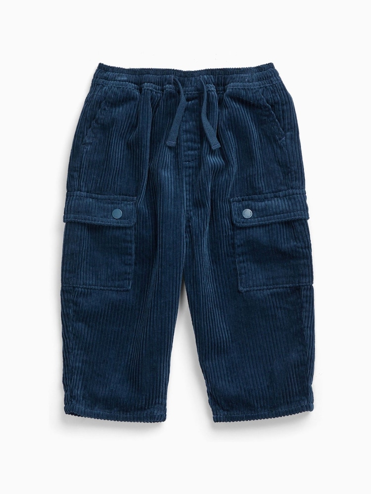 KIDLY by MORI Blue Supersoft Barrel Leg Corduroy Trousers - Image 1 of 2 KIDLY by MORI Blue Supersoft Barrel Leg Corduroy Trousers - Image 1 of 2