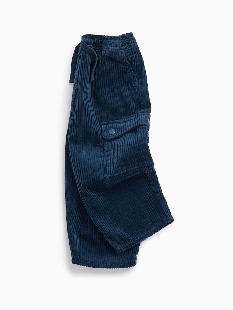 KIDLY by MORI Blue Supersoft Barrel Leg Corduroy Trousers - Image 2 of 2 KIDLY by MORI Blue Supersoft Barrel Leg Corduroy Trousers - Image 2 of 2