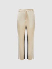 Reiss Black/Cream Gracie Slim Fit Colourblock Satin Velvet Trousers - Image 2 of 5