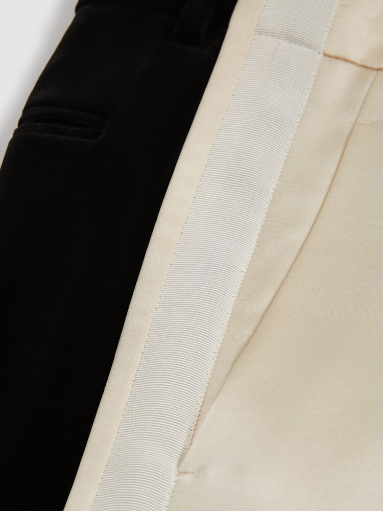 Reiss Black/Cream Gracie Slim Fit Colourblock Satin Velvet Trousers - Image 5 of 5 Reiss Black/Cream Gracie Slim Fit Colourblock Satin Velvet Trousers - Image 5 of 5