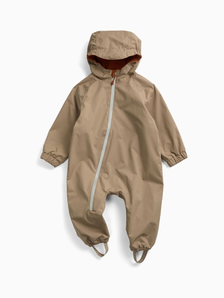 Sand Cream - KIDLY by MORI Supersoft Fleece Lined Puddlesuit - Imagen 1 de 4