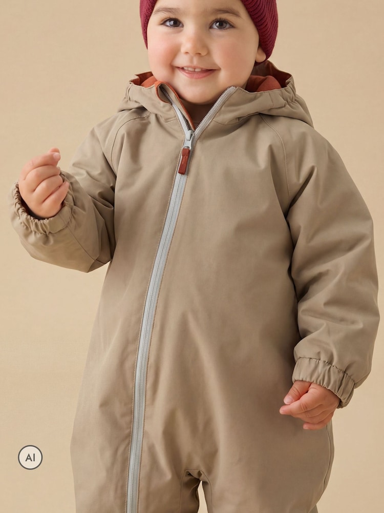 Sand Cream - KIDLY by MORI Supersoft Fleece Lined Puddlesuit - Imagen 2 de 4