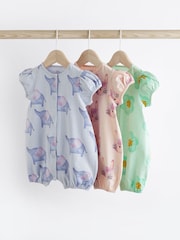 Pink/Blue character Baby Rompers 3 Pack - Image 1 of 9