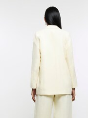 River Island Yellow Linen Button Front Blazer - Image 2 of 4