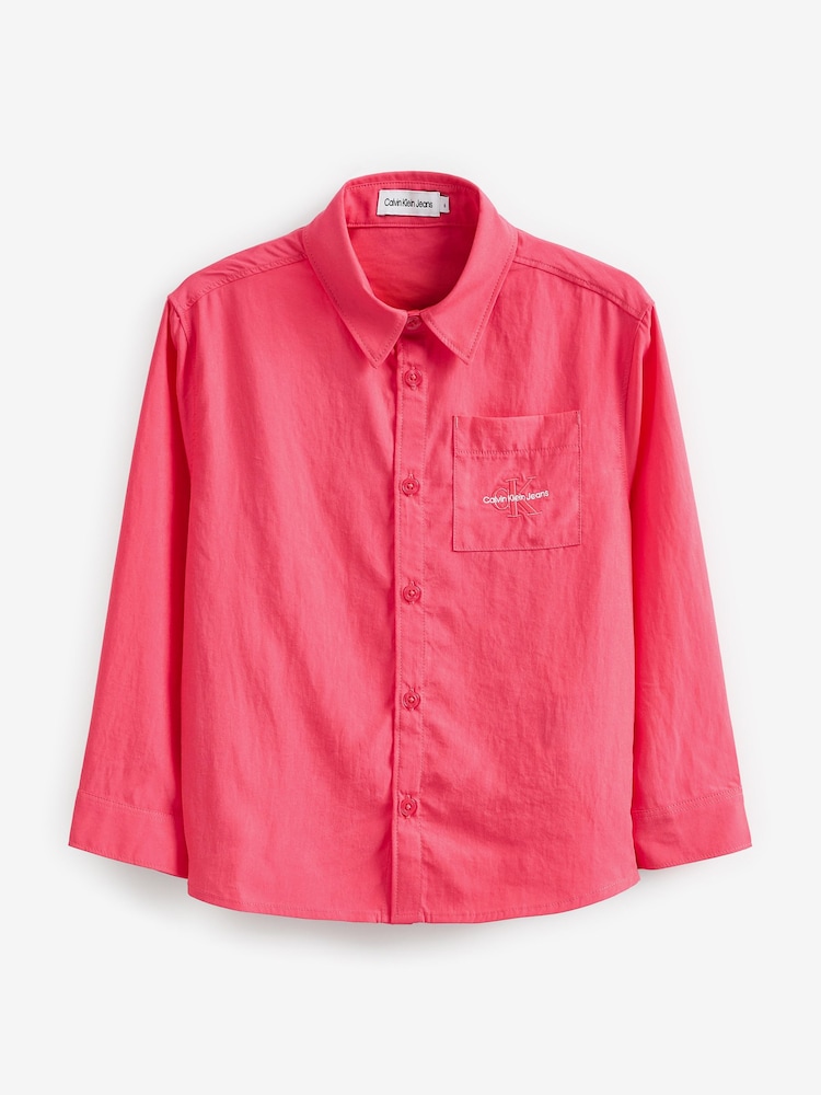 Calvin Klein Jeans Girls Pink Monogram Logo Relaxed Overshirt - Image 1 of 5