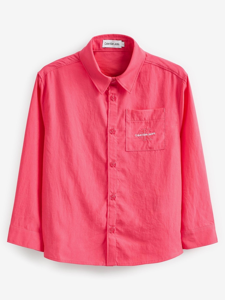 Calvin Klein Jeans Girls Pink Monogram Logo Relaxed Overshirt - Image 5 of 5