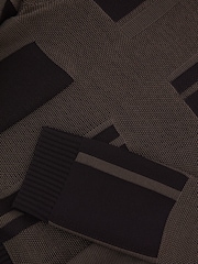 Reiss Chocolate Brown Felicity Geometric-Knit Long-Sleeve Midi Dress - Image 7 of 7