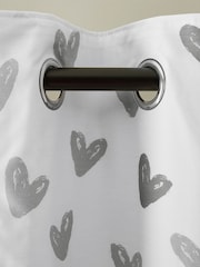 Grey Hearts Blackout/Thermal Eyelet Curtains - Image 1 of 7