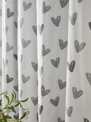 Grey Hearts Blackout/Thermal Eyelet Curtains - Image 5 of 7