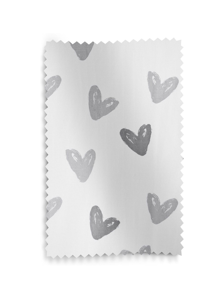 Grey Hearts Blackout/Thermal Eyelet Curtains - Image 6 of 7