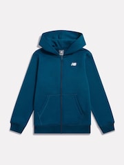 New Balance Ocean Blue Brush Back Small Logo Zip Hoodie - Image 1 of 3