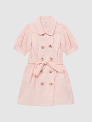 Reiss Pink Naomi Puff Sleeve Belted Dress - Image 2 of 8