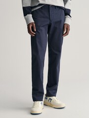 GANT Marine Blue Slim Fit Cotton Twill Chino Trousers - Image 1 of 9