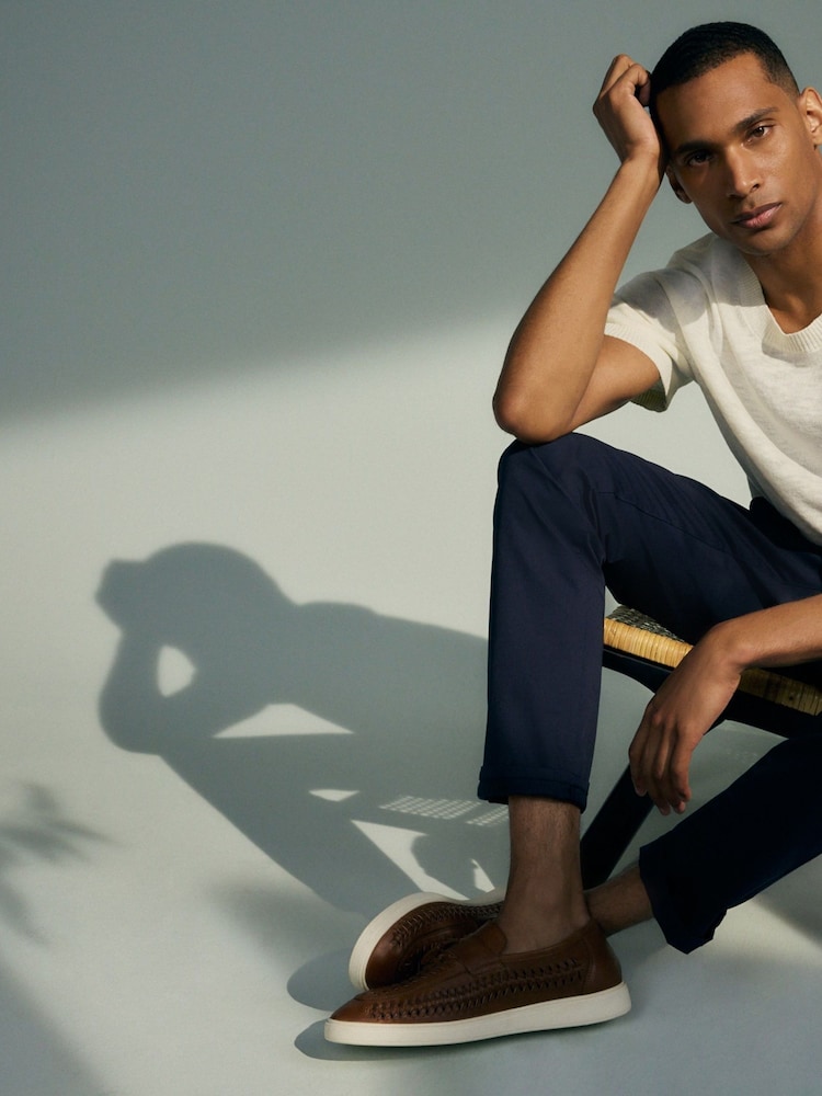 GANT Marine Blue Slim Fit Cotton Twill Chino Trousers - Image 2 of 9