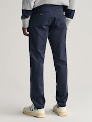 GANT Marine Blue Slim Fit Cotton Twill Chino Trousers - Image 3 of 9