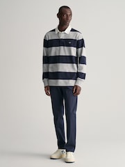 GANT Marine Blue Slim Fit Cotton Twill Chino Trousers - Image 4 of 9