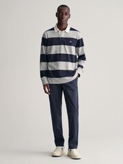 GANT Marine Blue Slim Fit Cotton Twill Chino Trousers - Image 5 of 9