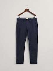 GANT Marine Blue Slim Fit Cotton Twill Chino Trousers - Image 9 of 9