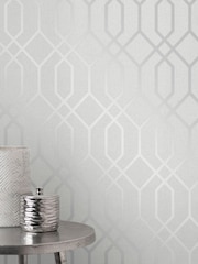 Fine Décor Silver Quartz Trellis Wallpaper - Image 1 of 2