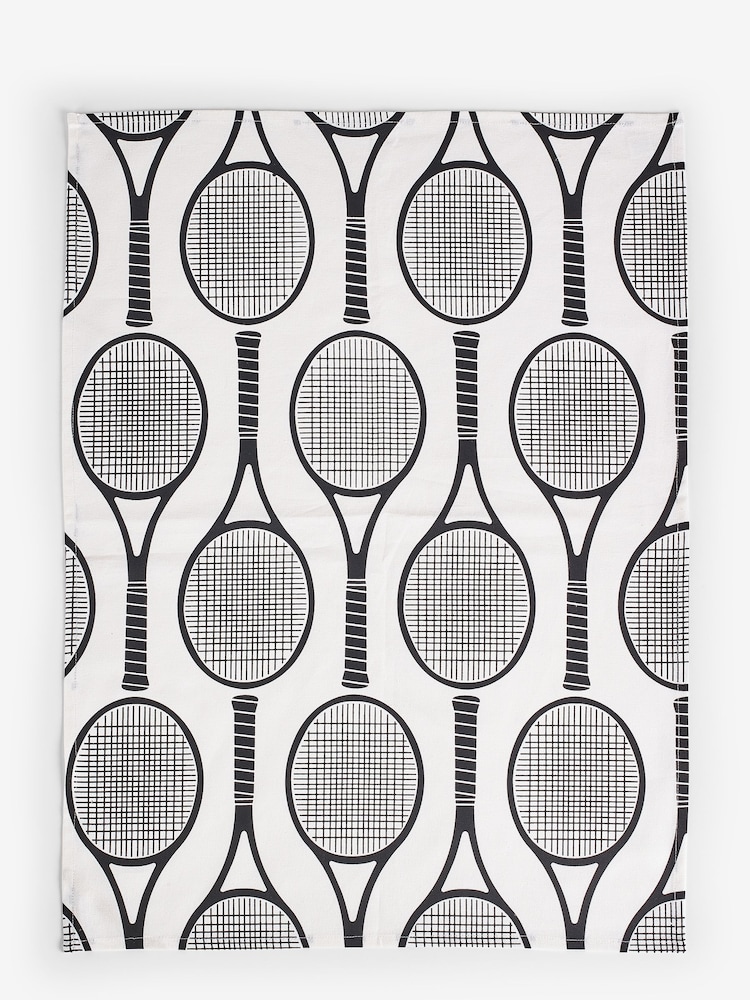 Novogratz Set of 2 Blue/Black Tennis 100% Cotton Tea Towels - Image 3 of 3