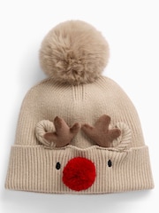 MORI Brown Reindeer Beanie Hat - Image 1 of 1