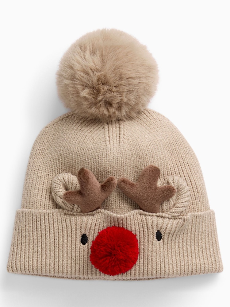 MORI Brown Reindeer Beanie Hat - Image 1 of 1